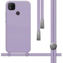 Funda Silicona Líquida con Cordón para Xiaomi Redmi 9C color Morada