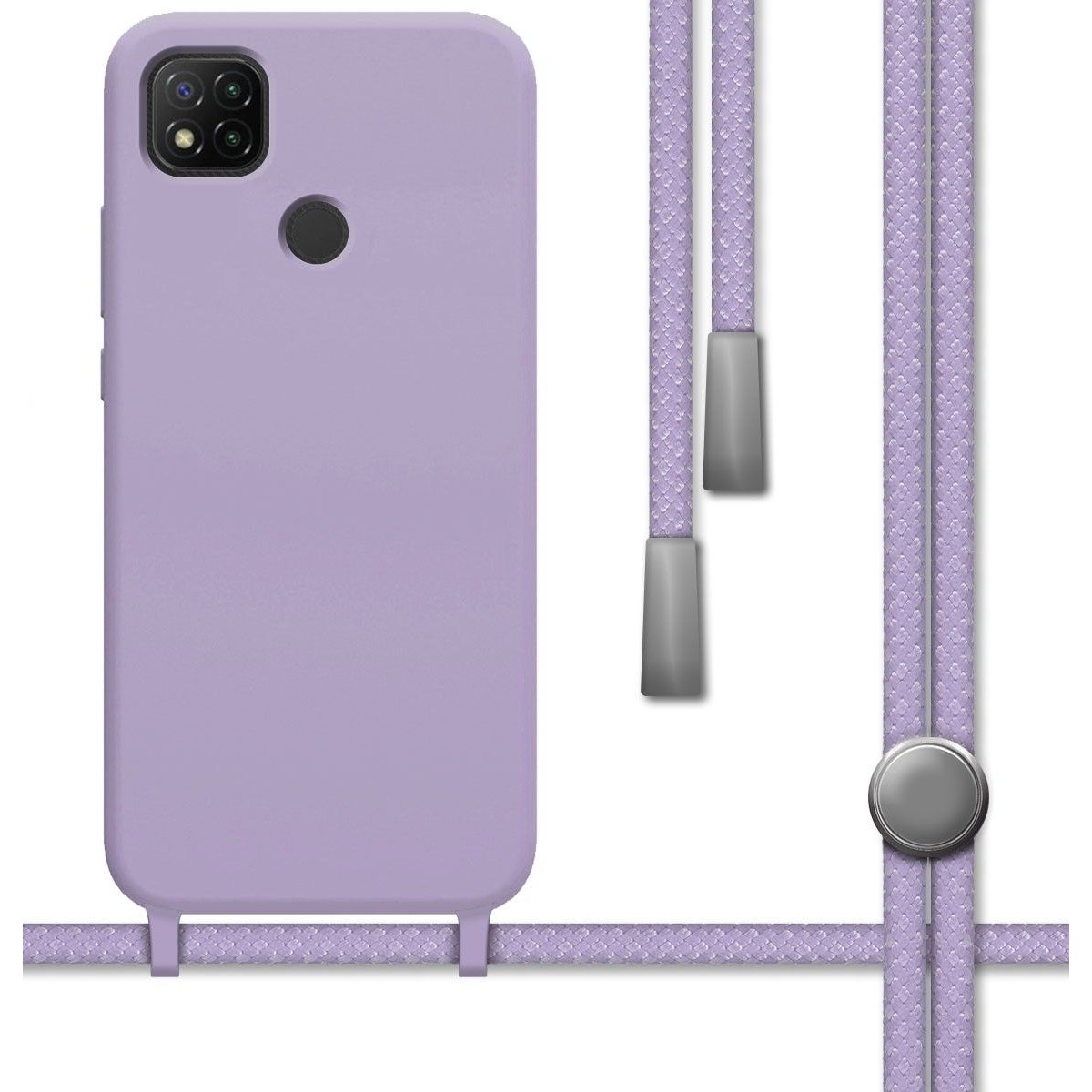 Funda Silicona Líquida con Cordón para Xiaomi Redmi 9C color Morada