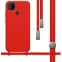Funda Silicona Líquida con Cordón para Xiaomi Redmi 9C color Roja