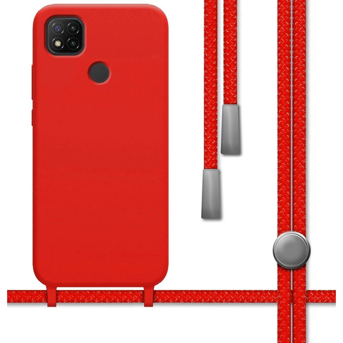 Funda Silicona Líquida con Cordón para Xiaomi Redmi 9C color Roja