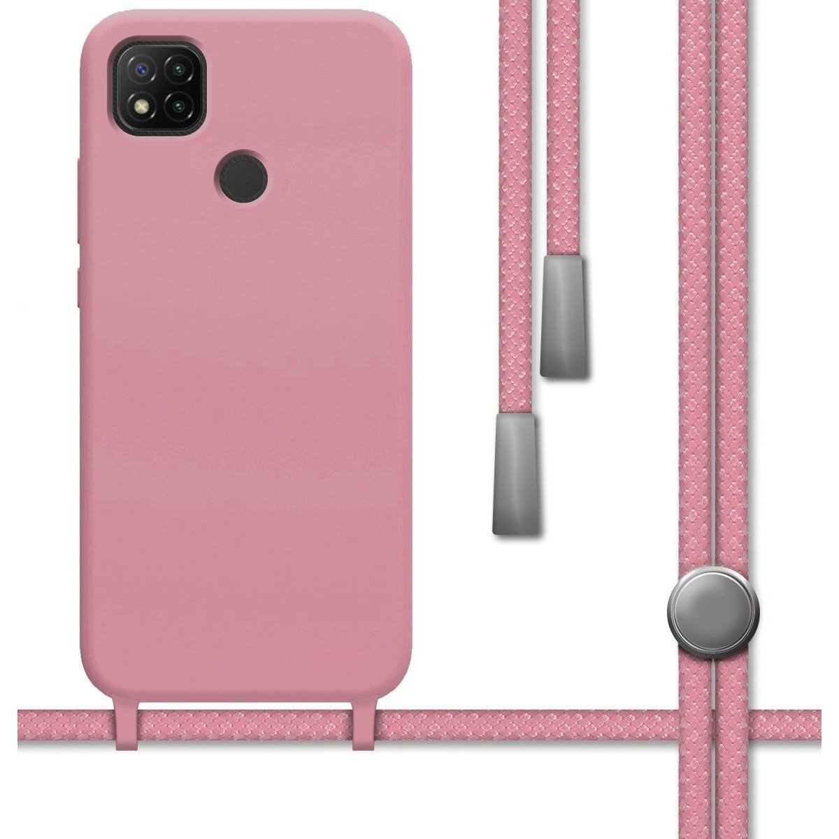 Funda Silicona Líquida con Cordón para Xiaomi Redmi 9C color Rosa