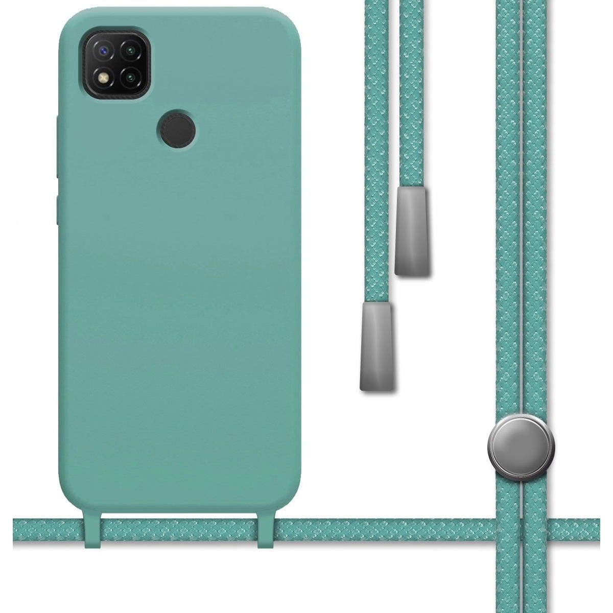 Funda Silicona Líquida con Cordón para Xiaomi Redmi 9C color Verde
