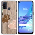 Funda Gel Tpu para Oppo A53 / A53s diseño Corazones Madera Dibujos