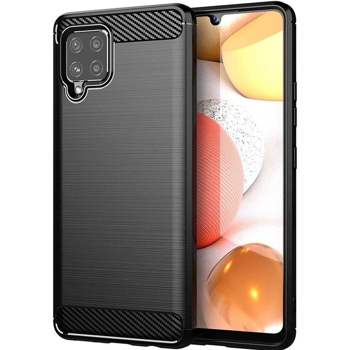 Funda Gel Tpu Tipo Carbon Negra para Samsung Galaxy A42 5G