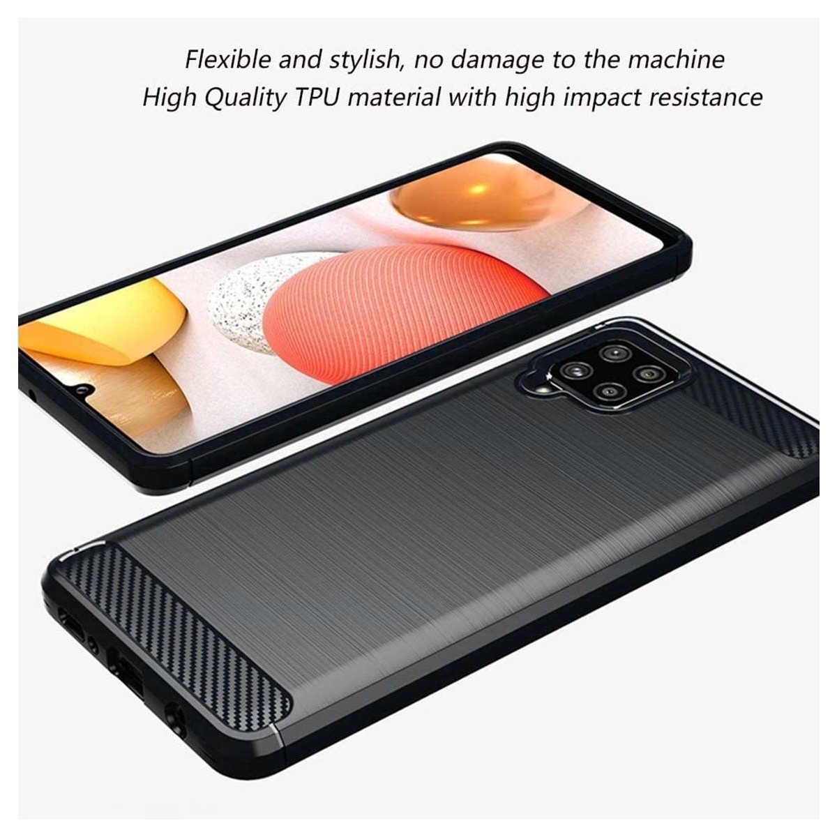 Funda Gel Tpu Tipo Carbon Negra para Samsung Galaxy A42 5G