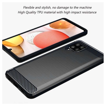 Funda Gel Tpu Tipo Carbon Negra para Samsung Galaxy A42 5G