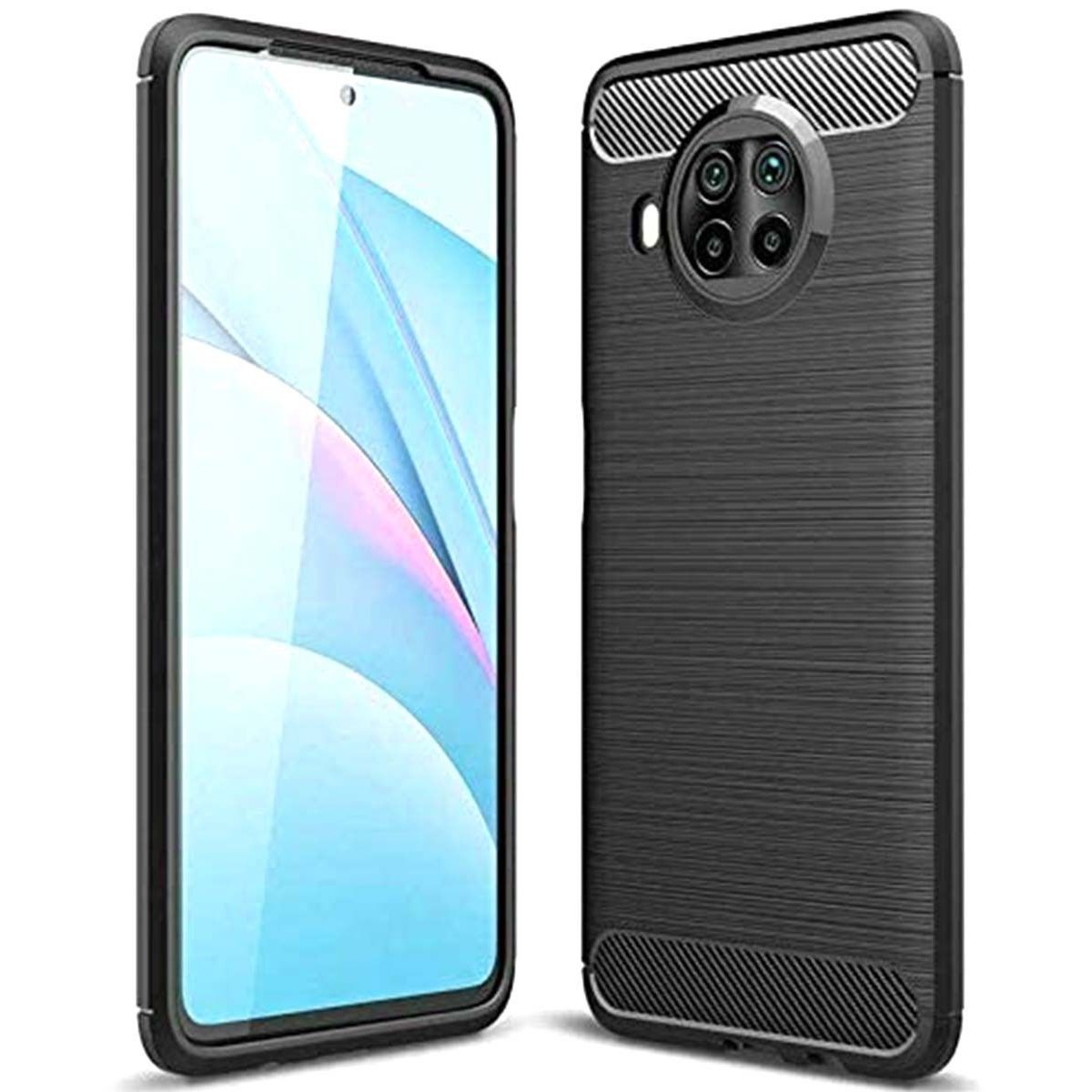 Funda Gel Tpu Tipo Carbon Negra para Xiaomi Mi 10T Lite