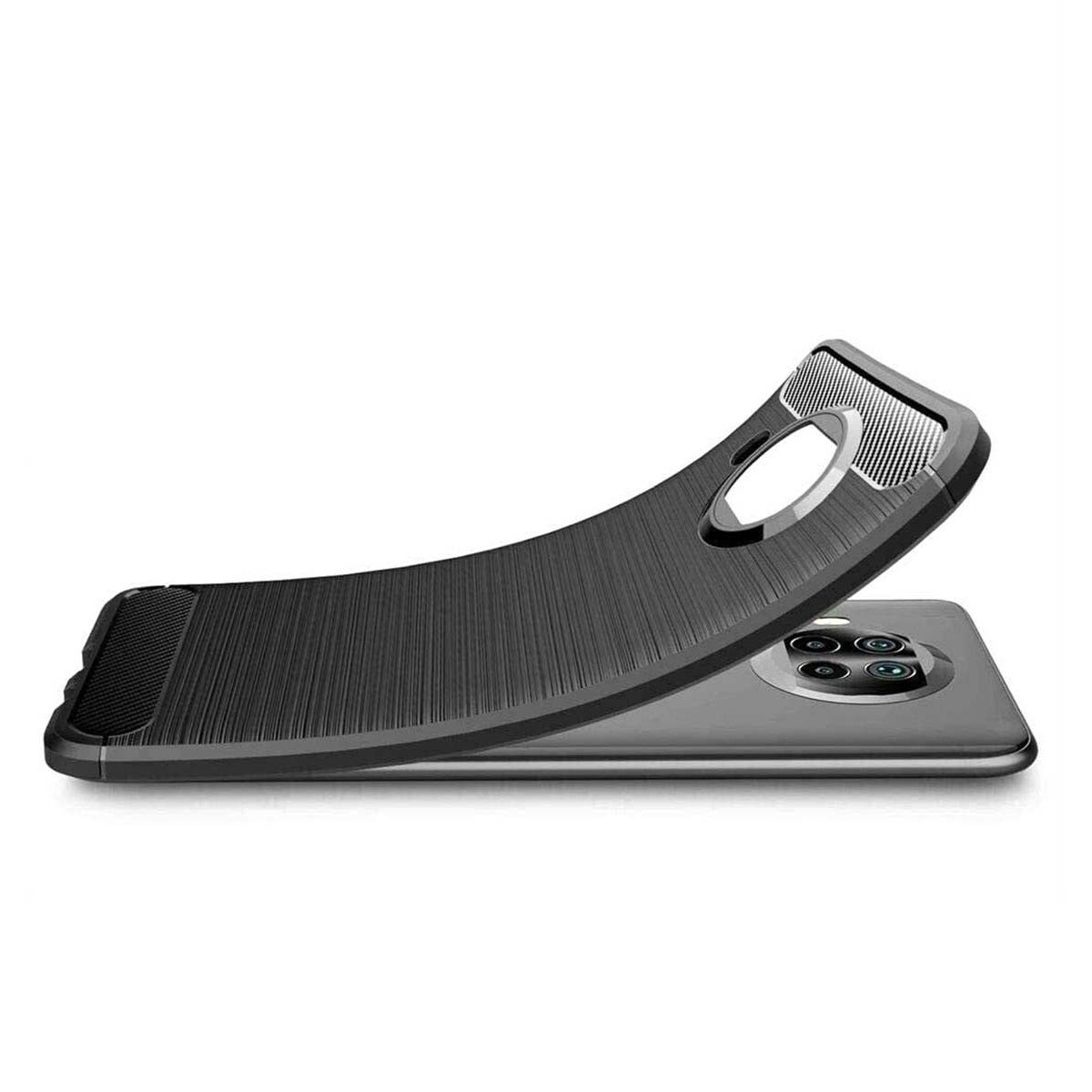 Funda Gel Tpu Tipo Carbon Negra para Xiaomi Mi 10T Lite