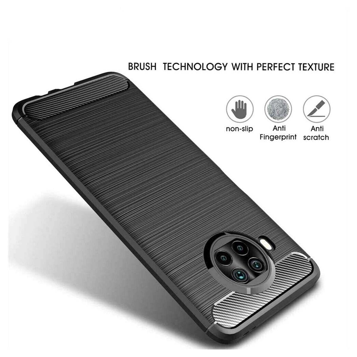Funda Gel Tpu Tipo Carbon Negra para Xiaomi Mi 10T Lite