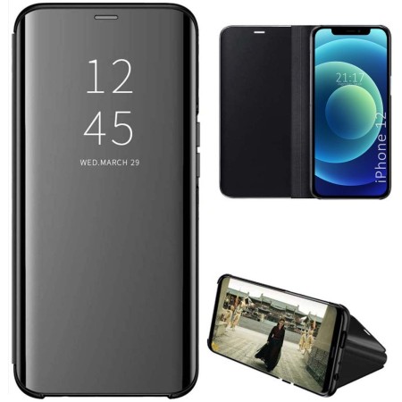 Funda Flip Cover Clear View para Iphone 12 Pro Max (6.7) color Negra