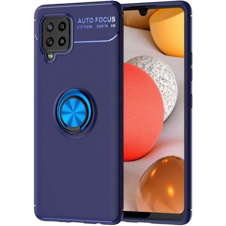 Funda Magnetica Soporte con Anillo Giratorio 360 para Samsung Galaxy A42 5G Azul