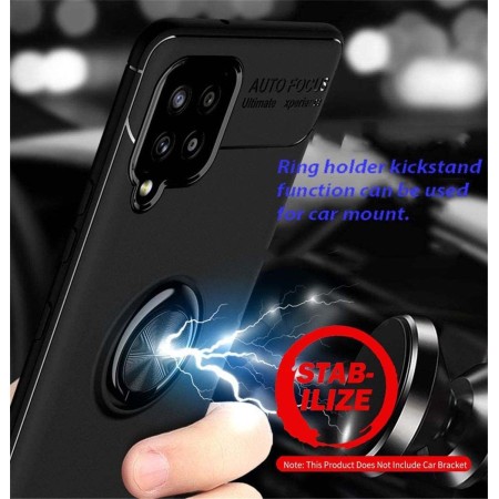 Funda Magnetica Soporte con Anillo Giratorio 360 para Samsung Galaxy A42 5G Azul