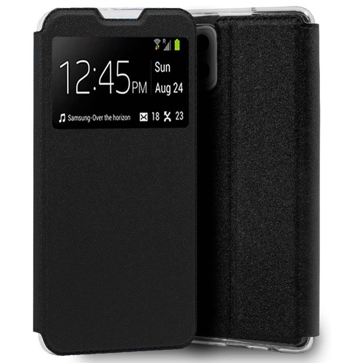 Funda Libro Soporte con Ventana para Samsung Galaxy A42 5G color Negra