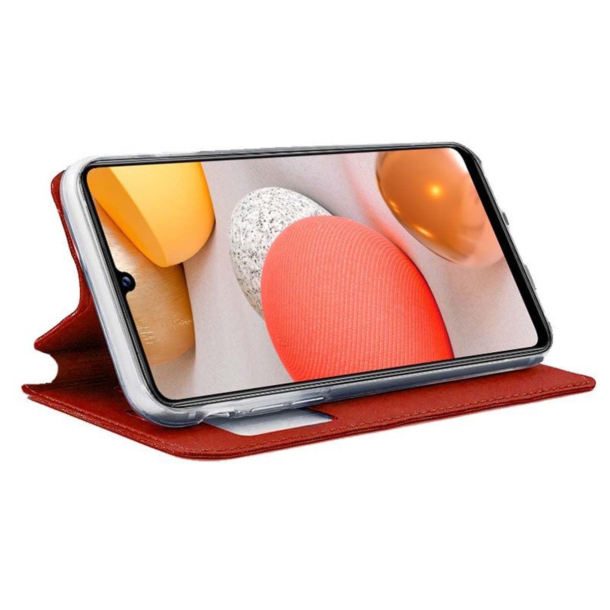 Funda Libro Soporte con Ventana para Samsung Galaxy A42 5G color Roja