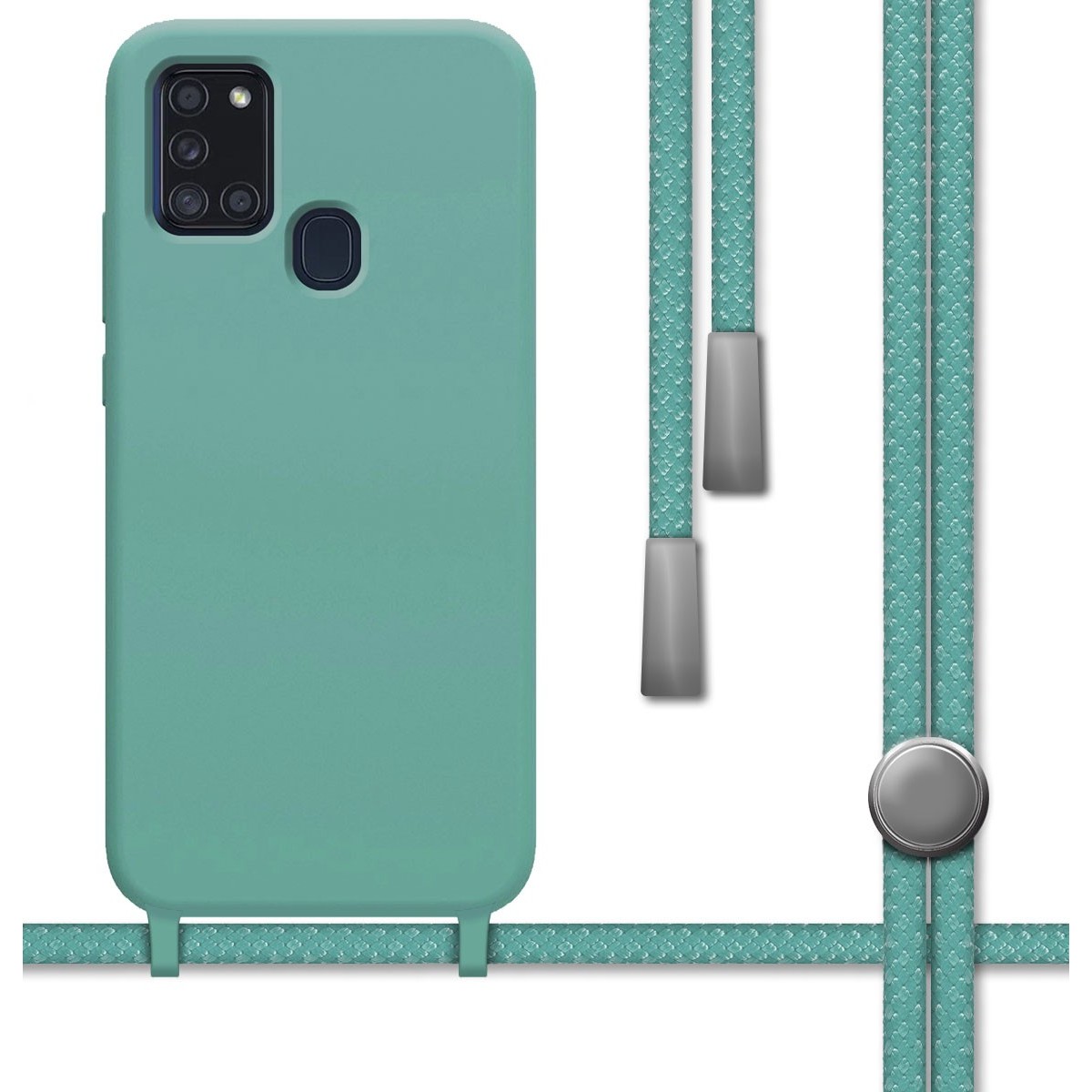 Funda Silicona Líquida con Cordón para Samsung Galaxy A21s color Verde