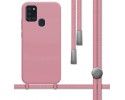Funda Silicona Líquida con Cordón para Samsung Galaxy A21s color Rosa