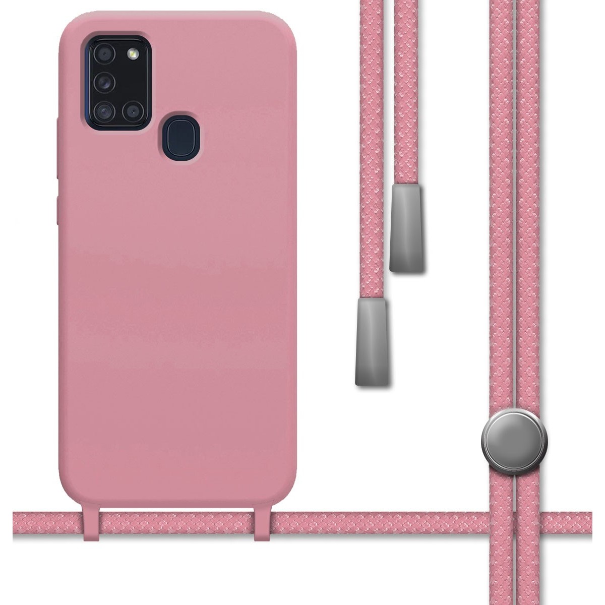 Funda Silicona Líquida con Cordón para Samsung Galaxy A21s color Rosa