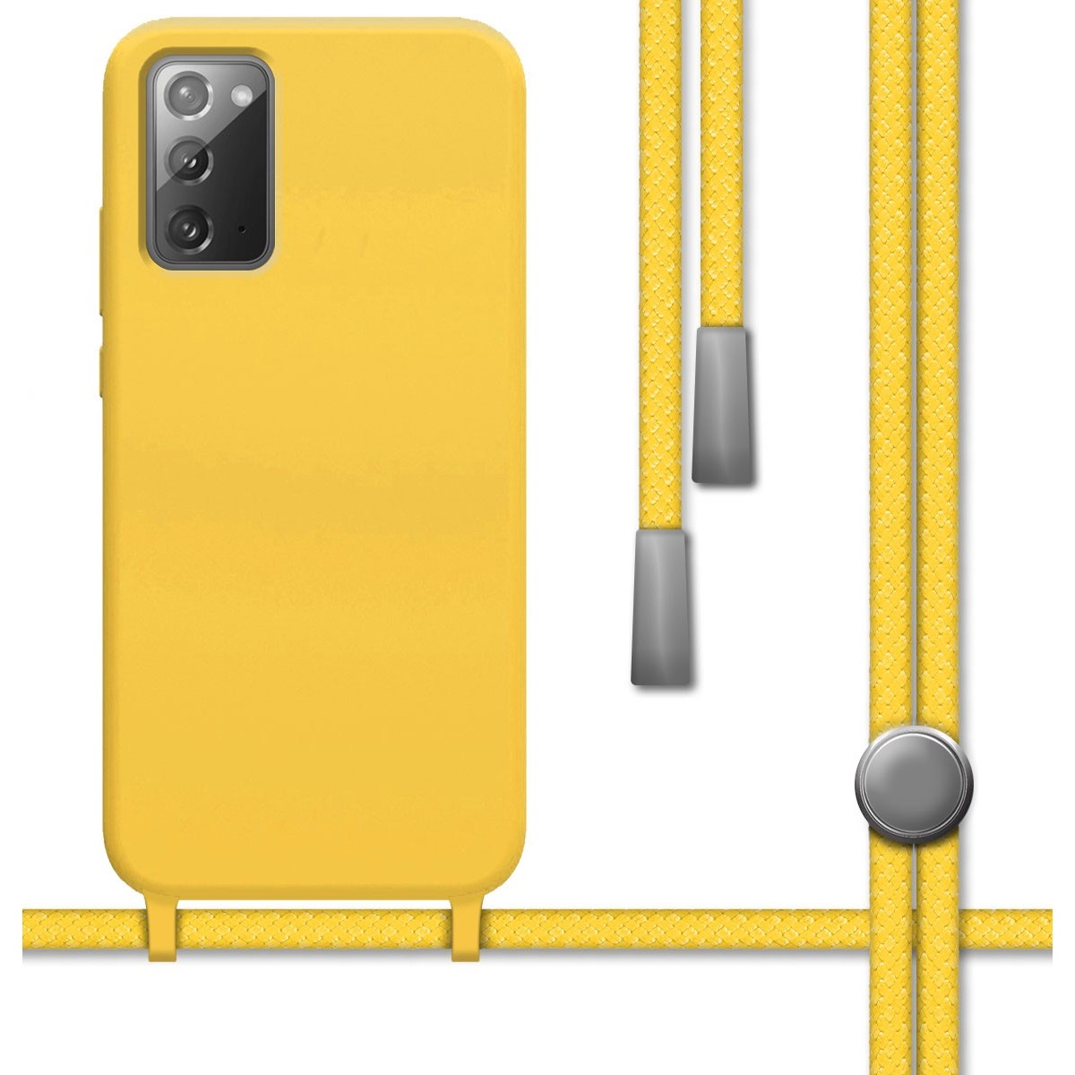 Funda Silicona Líquida con Cordón para Samsung Galaxy Note 20 color Amarilla