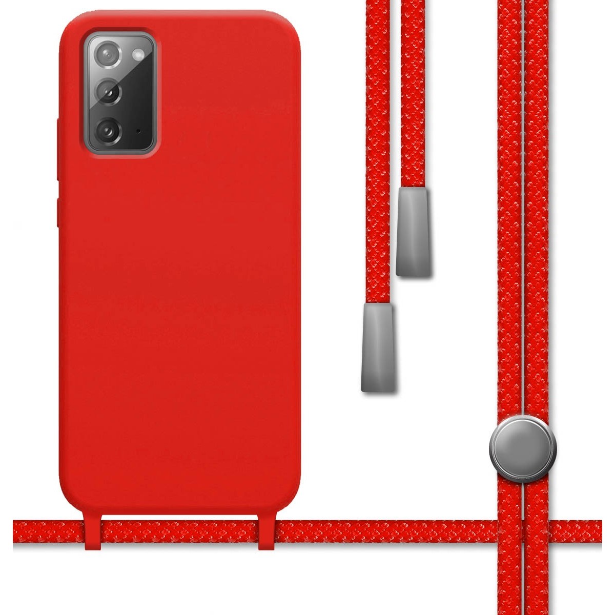 Funda Silicona Líquida con Cordón para Samsung Galaxy Note 20 color Roja