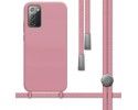 Funda Silicona Líquida con Cordón para Samsung Galaxy Note 20 color Rosa