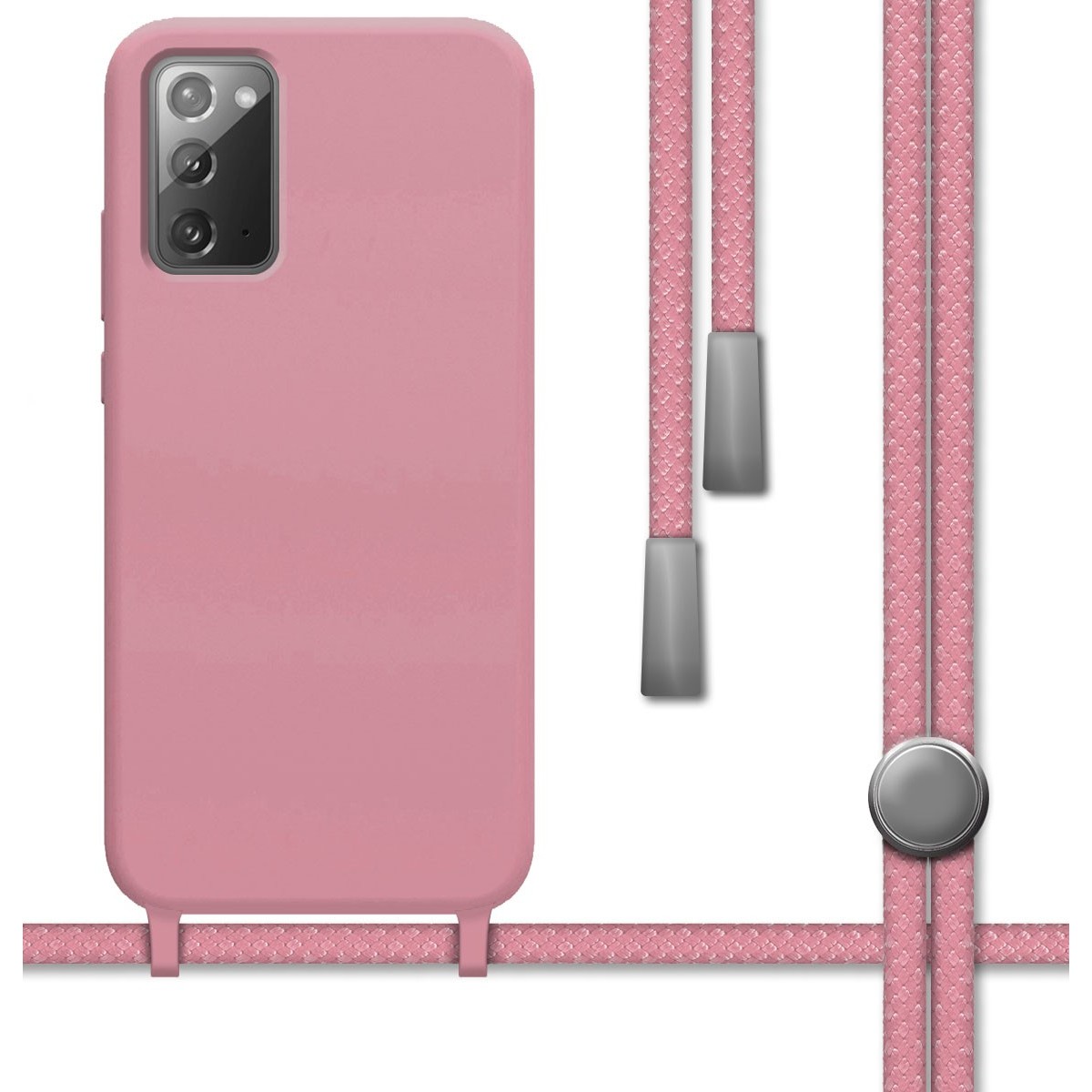 Funda Silicona Líquida con Cordón para Samsung Galaxy Note 20 color Rosa