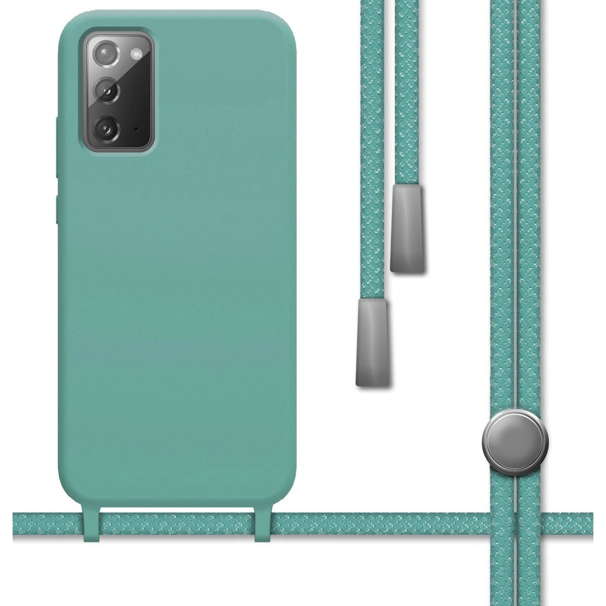 Funda Silicona Líquida con Cordón para Samsung Galaxy Note 20 color Verde