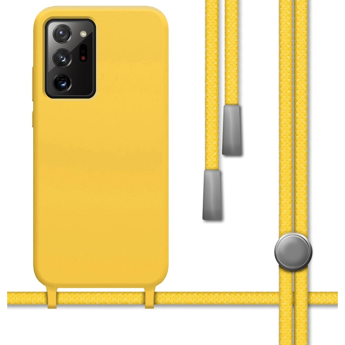 Funda Silicona Líquida con Cordón para Samsung Galaxy Note 20 Ultra color Amarilla