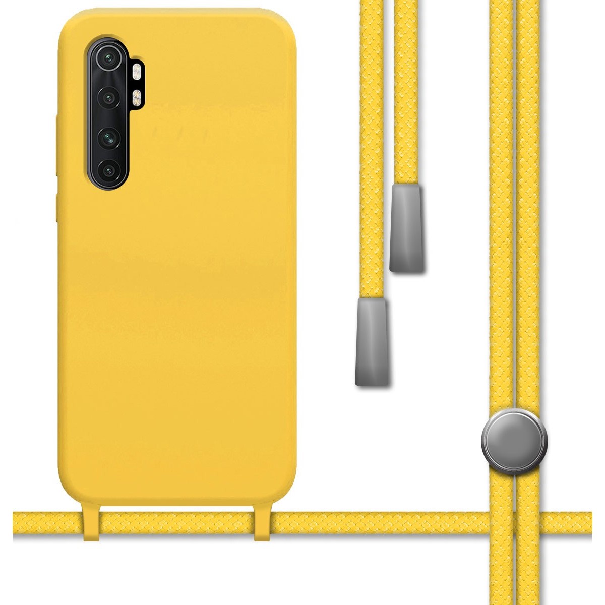 Funda Silicona Líquida con Cordón para Xiaomi Mi Note 10 Lite color Amarilla