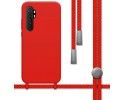 Funda Silicona Líquida con Cordón para Xiaomi Mi Note 10 Lite color Roja