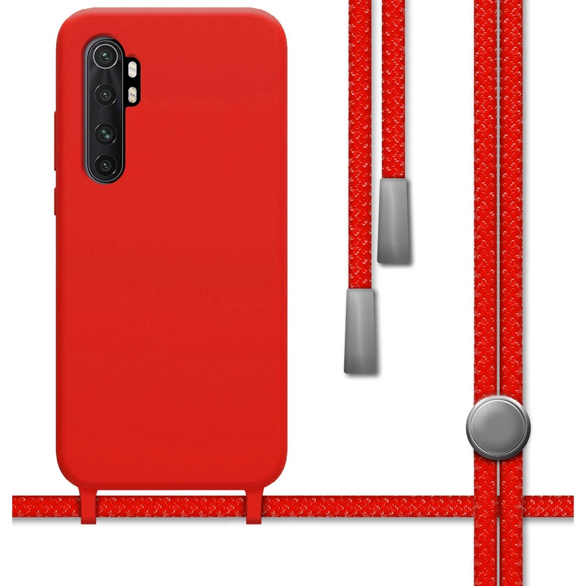 Funda Silicona Líquida con Cordón para Xiaomi Mi Note 10 Lite color Roja