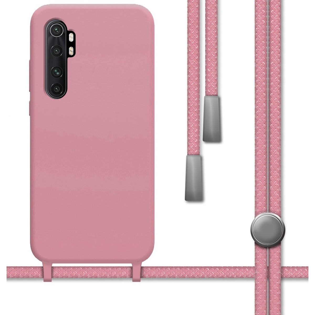 Funda Silicona Líquida con Cordón para Xiaomi Mi Note 10 Lite color Rosa