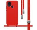 Funda Silicona Líquida con Cordón para Samsung Galaxy A21s color Roja