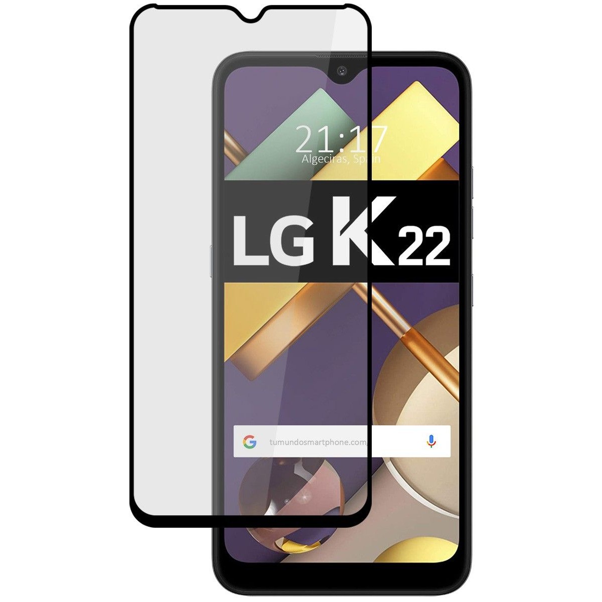 Protector Cristal Templado Completo 5D Full Glue Negro para LG K22 Vidrio