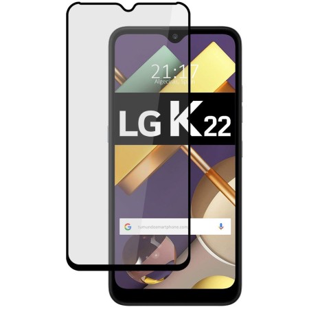 Protector Cristal Templado Completo 5D Full Glue Negro para LG K22 Vidrio