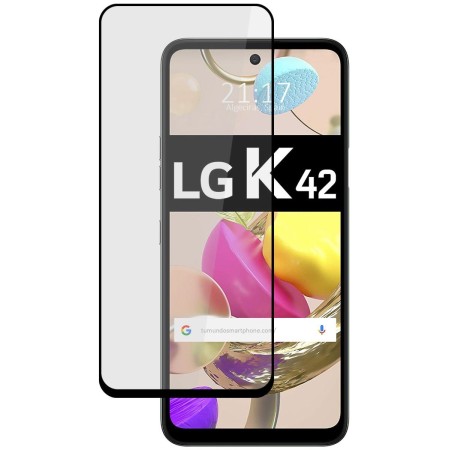 Protector Cristal Templado Completo 5D Full Glue Negro para LG K42 Vidrio