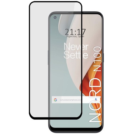 Protector Cristal Templado Completo 5D Full Glue Negro para OnePlus Nord N100 Vidrio