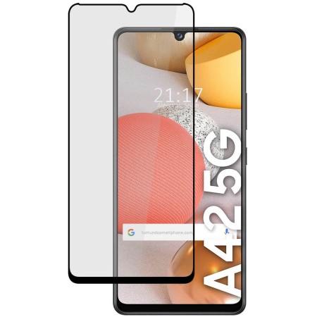 Protector Cristal Templado Completo 5D Full Glue Negro para Samsung Galaxy A42 5G Vidrio