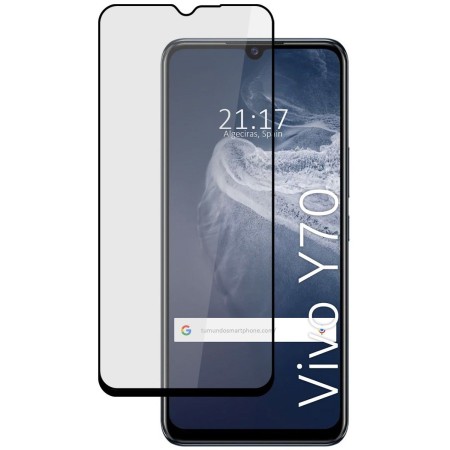 Protector Cristal Templado Completo 5D Full Glue Negro para Vivo Y70 Vidrio