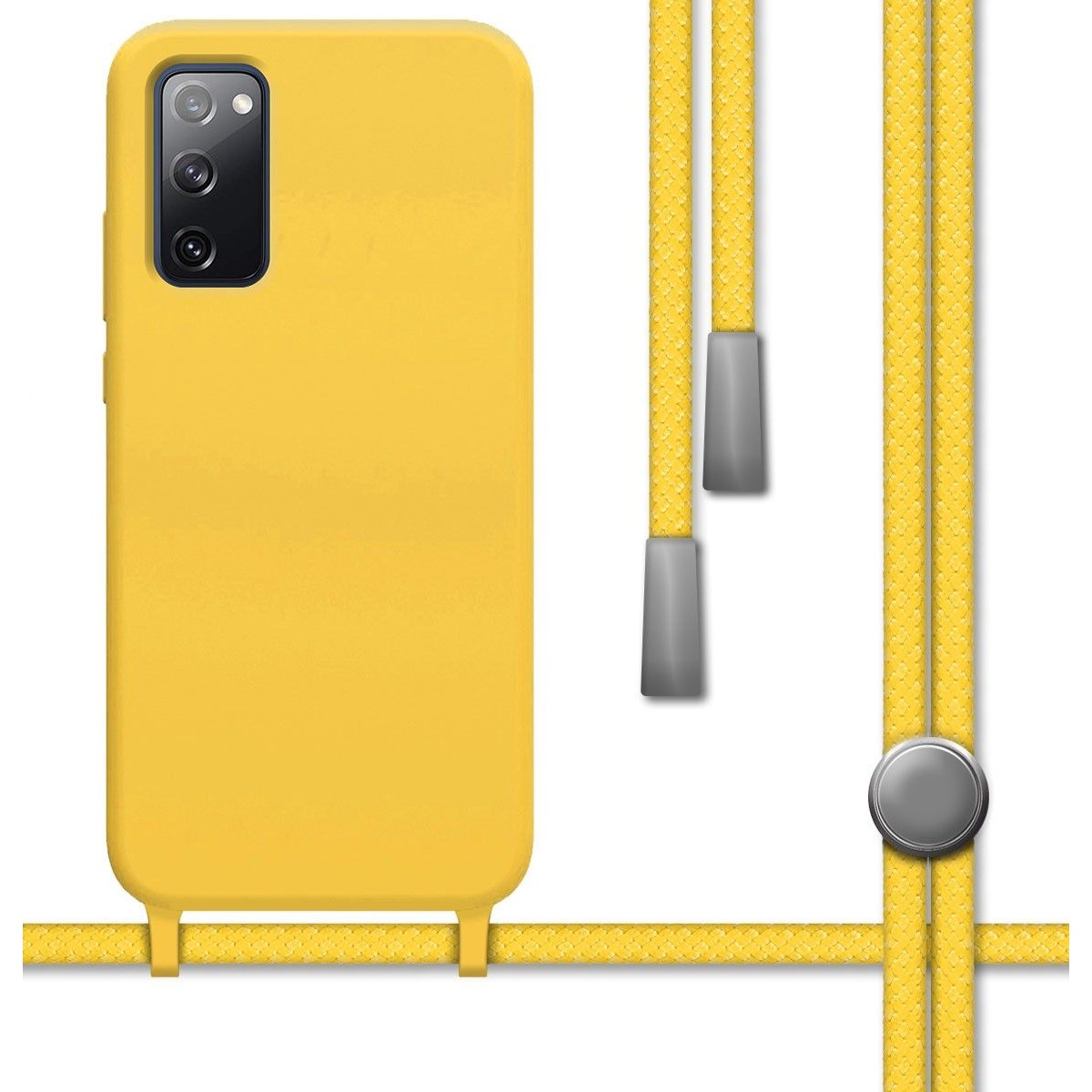 Funda Silicona Líquida con Cordón para Samsung Galaxy S20 FE color Amarilla