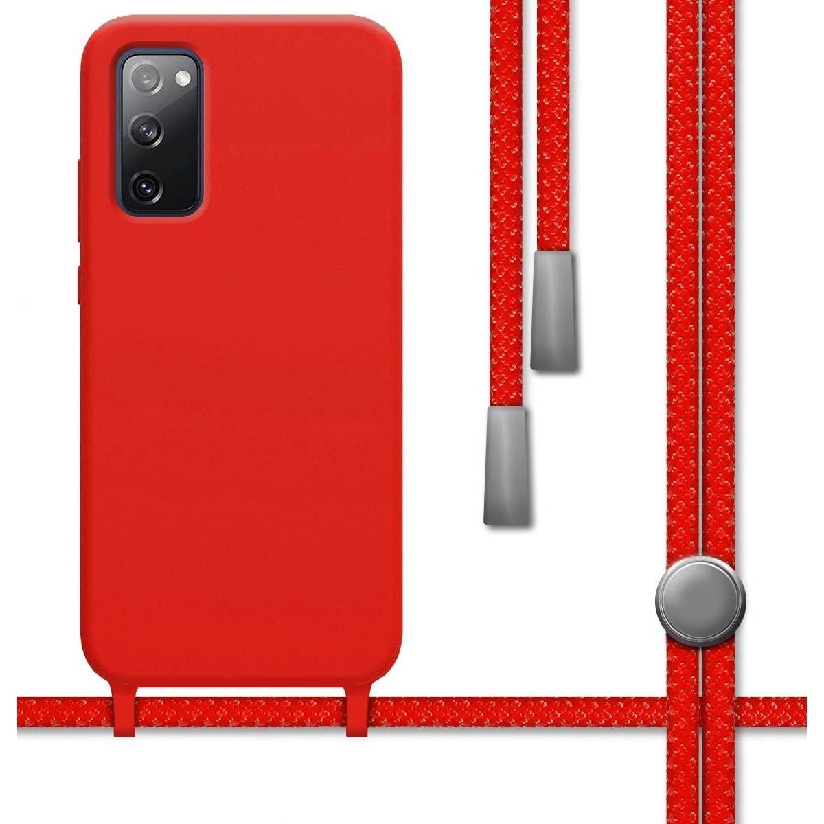 Funda Silicona Líquida con Cordón para Samsung Galaxy S20 FE color Roja