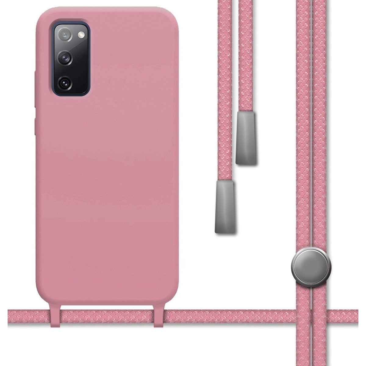 Funda Silicona Líquida con Cordón para Samsung Galaxy S20 FE color Rosa