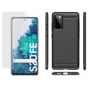 Pack 2 En 1 Funda Gel Tipo Carbono + Protector Cristal Templado para Samsung Galaxy S20 FE
