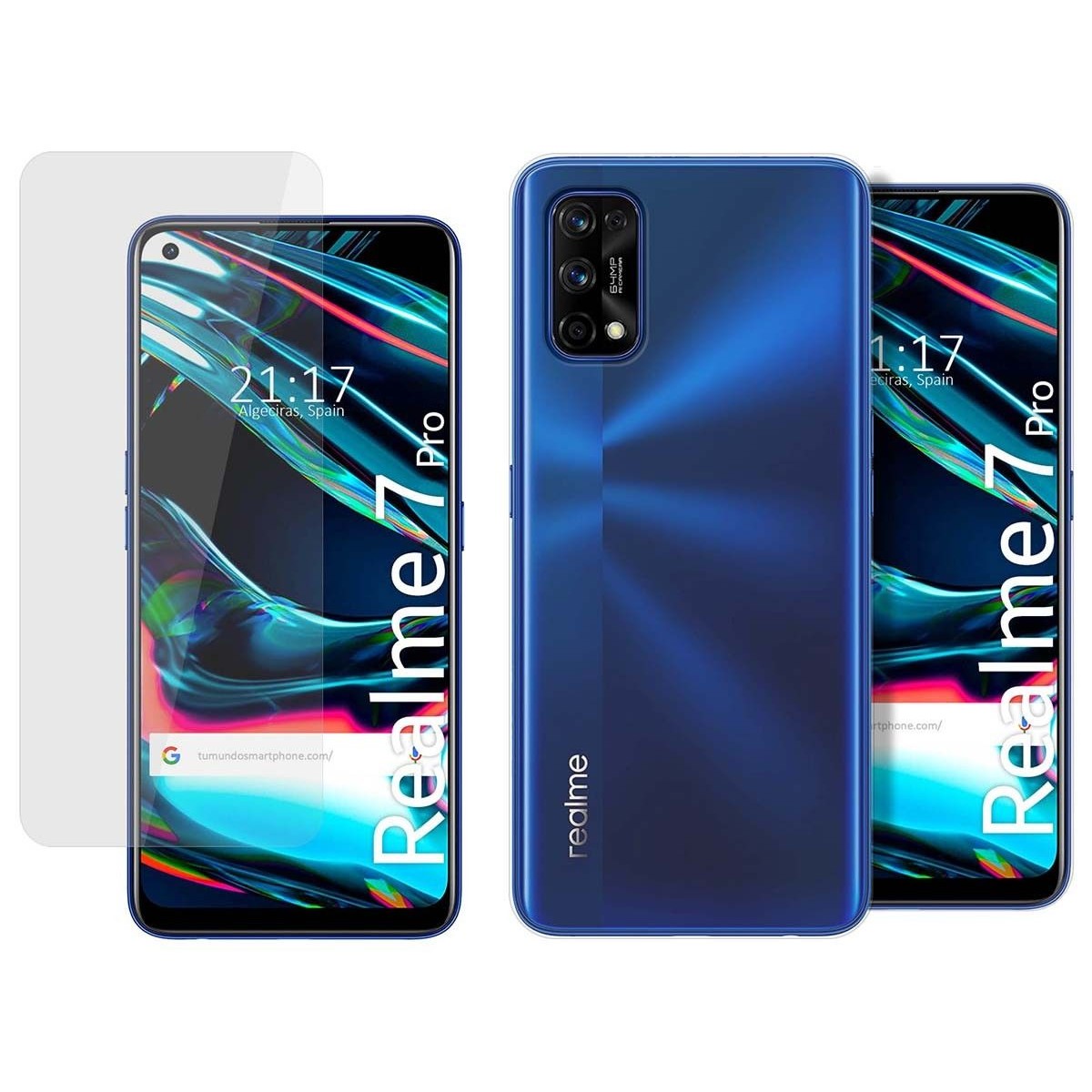 Pack 2 En 1 Funda Gel Transparente + Protector Cristal Templado para Realme 7 Pro