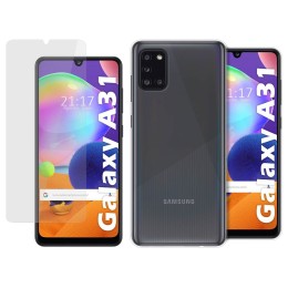 Pack 2 En 1 Funda Gel Transparente + Protector Cristal Templado para Samsung Galaxy A31