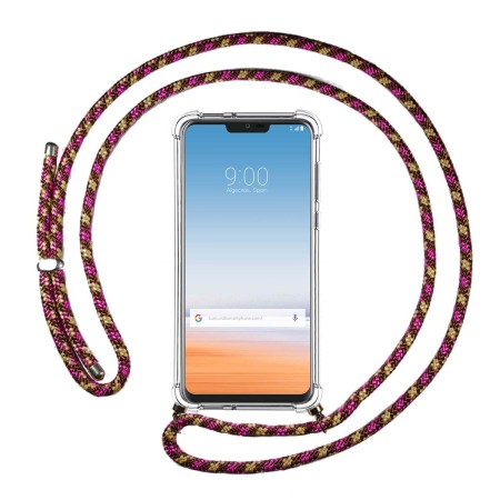 Funda Colgante Transparente para Lg G7 Thinq con Cordon Rosa / Dorado