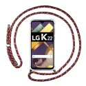 Funda Colgante Transparente para Lg K22 con Cordon Rosa / Dorado