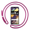 Funda Colgante Transparente para Lg K22 con Cordon Rosa Fucsia