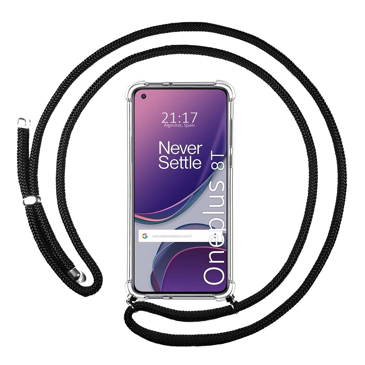 Funda Colgante Transparente para OnePlus 8T 5G con Cordon Negro