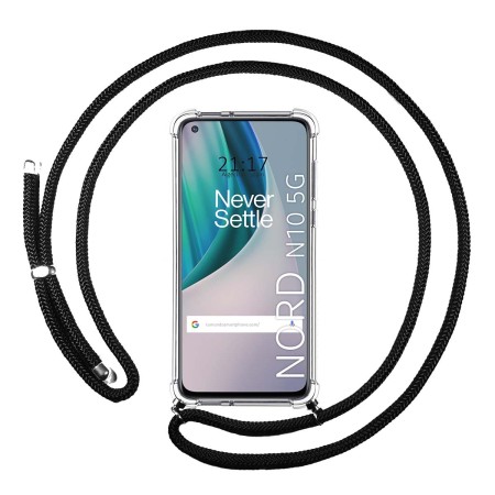 Funda Colgante Transparente para OnePlus Nord N10 5G con Cordon Negro
