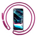 Funda Colgante Transparente para Realme 7 Pro con Cordon Rosa Fucsia